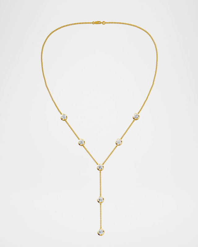 Lab Grown Diamond 18K Yellow Gold 7 Bezel Y Necklace